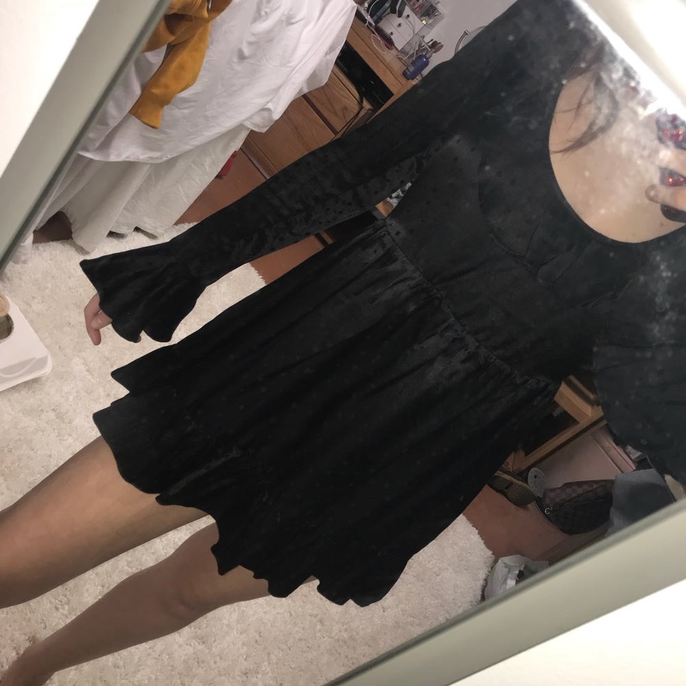 Black dress with bell sleeves
